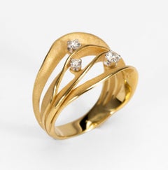 Annamaria Cammilli "Dune Royal" Ring with Diamonds in 18 Karat Lemon Bamboo
