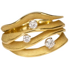 Annamaria Cammilli "Dune Royal" Ring with Diamonds in 18 Karat Lemon Bamboo