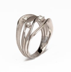 Annamaria Cammilli "Dune Royal" Ring with Diamonds in 18 Karat White Ice Gold