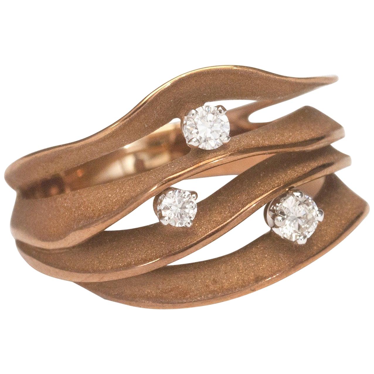 For Sale:  Annamaria Cammilli "Dune Royal" Ring with Diamonds in 18k Brown Chocolate Gold