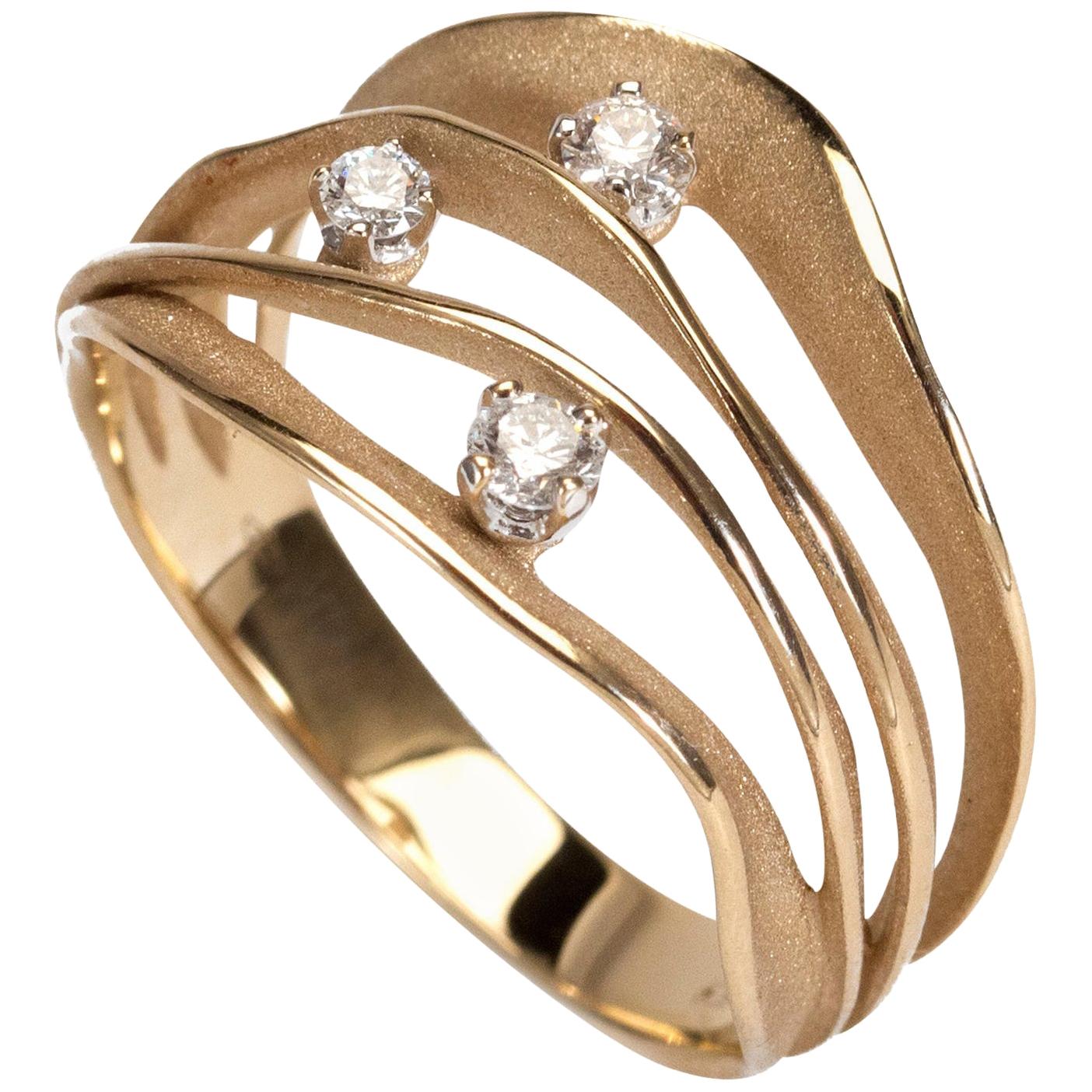 En vente :  Annamaria Cammilli Bague Dune Royal avec diamants en or beige naturel 18 carats