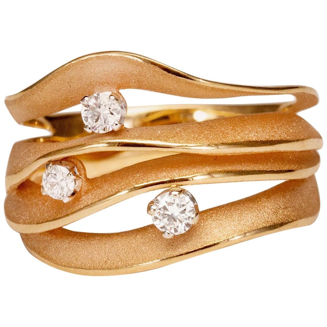 For Sale:  Annamaria Cammilli "Dune Royal" Ring with Diamonds in 18k Orange Apricot Gold