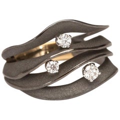 Annamaria Cammilli "Dune Royal" Ring with Three Diamonds in 18k Black Lava Gold