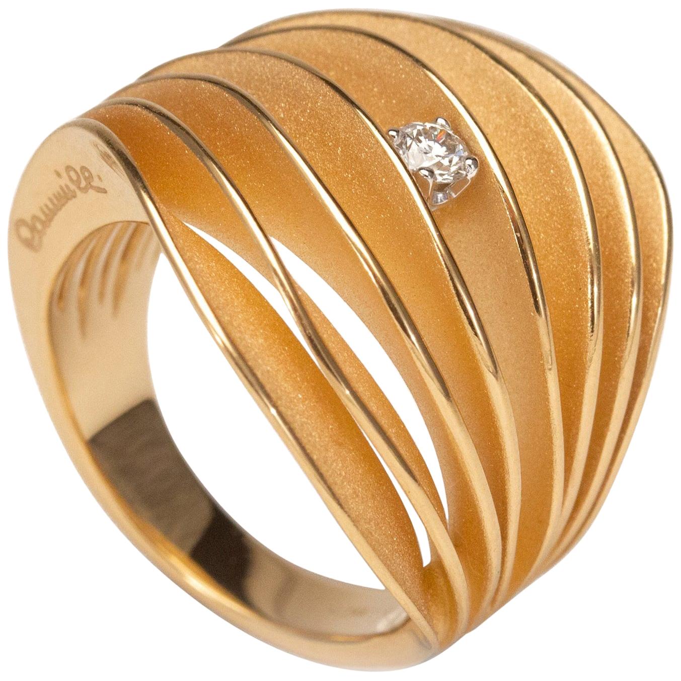 For Sale:  Annamaria Cammilli "Dune Velaa" Ring with Diamond in 18 Karat Apricot Gold