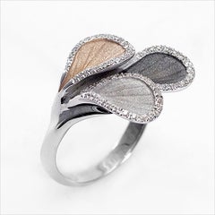Annamaria Cammilli "Goccia" Ring with Diamonds in Three Shades of 18 Karat Gold