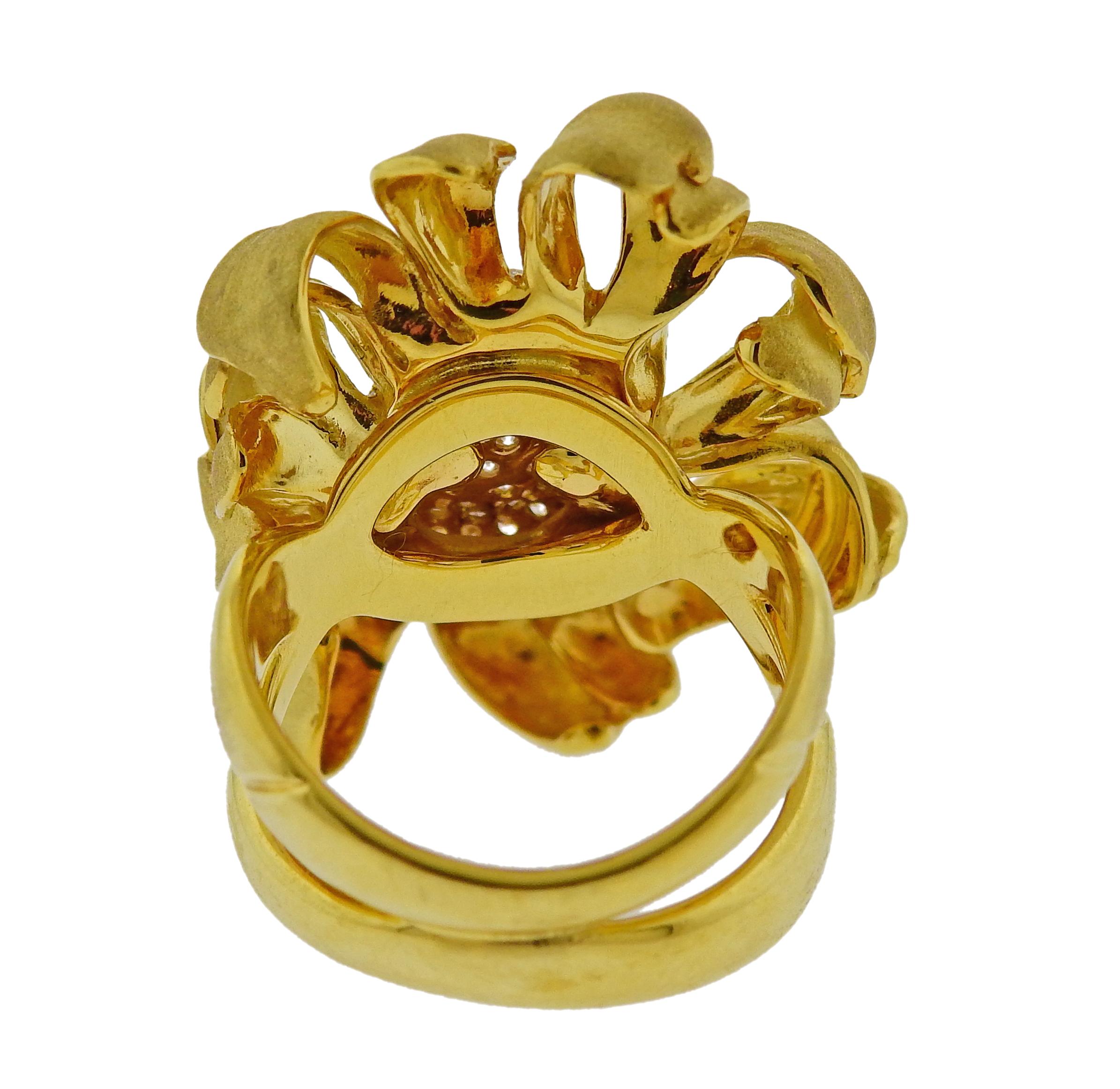 Annamaria Cammilli Mirage Diamond Gold Flower Ring In New Condition In Lambertville, NJ