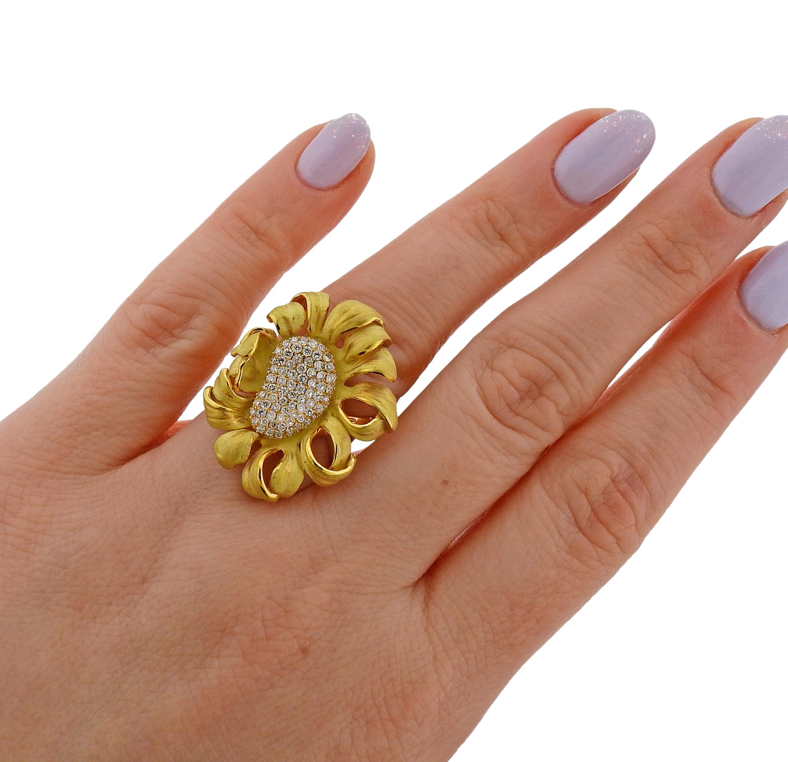 Women's Annamaria Cammilli Mirage Diamond Gold Flower Ring
