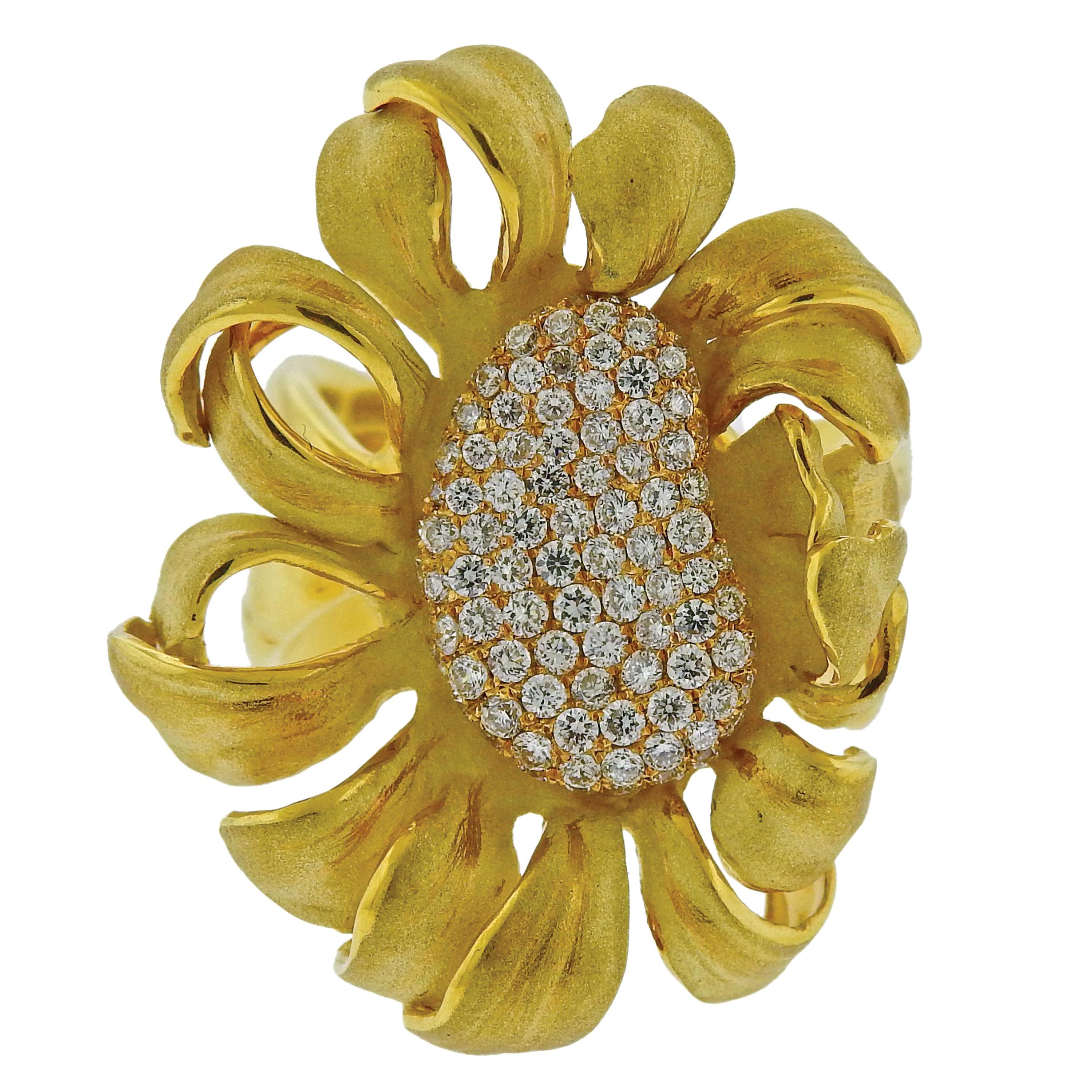 Annamaria Cammilli Mirage Diamond Gold Flower Ring