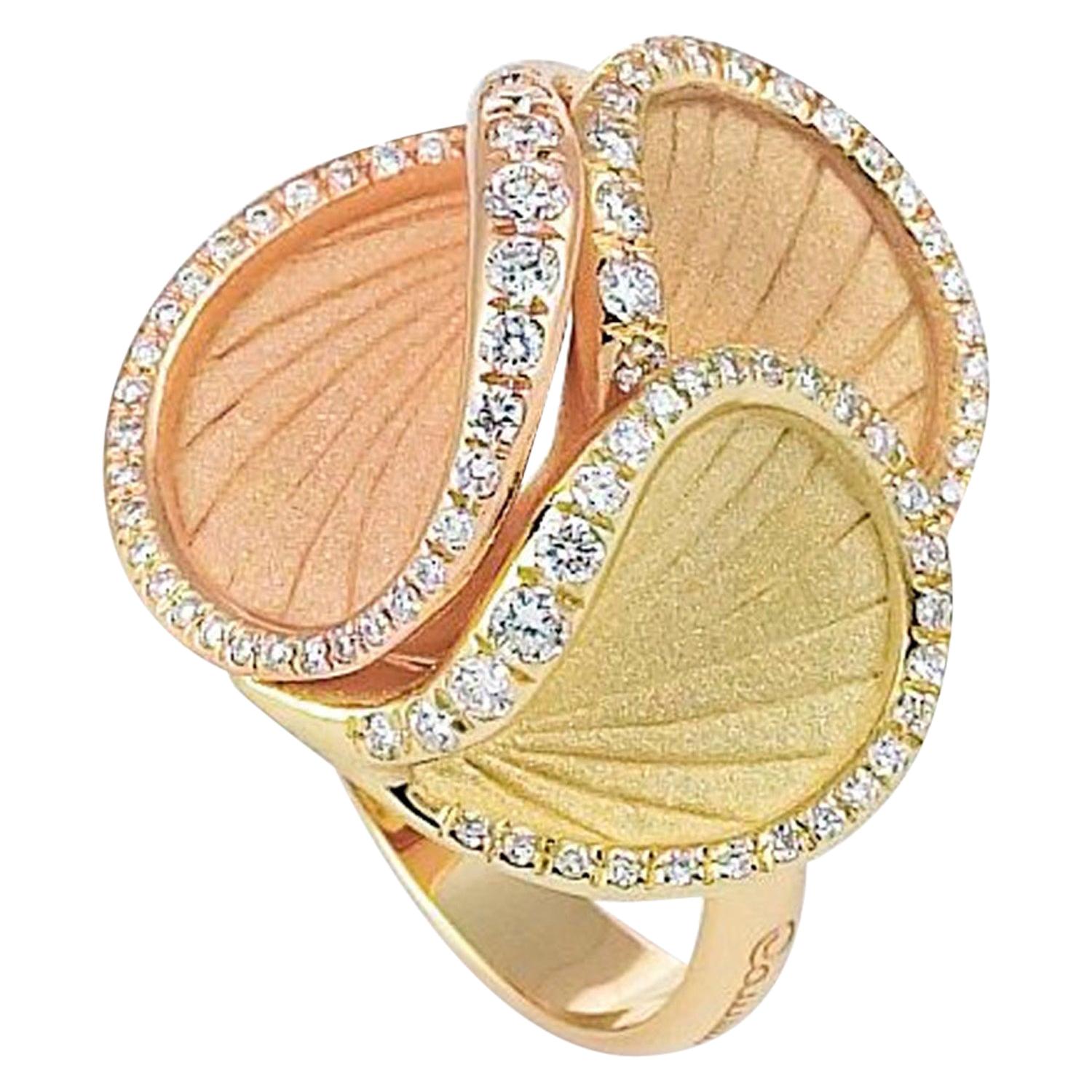 Annamaria Cammilli "Musa" Ring with Diamonds in Three Colors of 18 Karat Gold