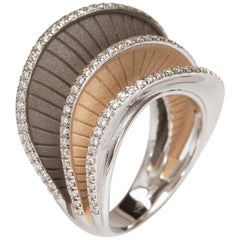Annamaria Cammilli "Regina" Ring with Diamonds in Three Colors of 18 Karat Gold