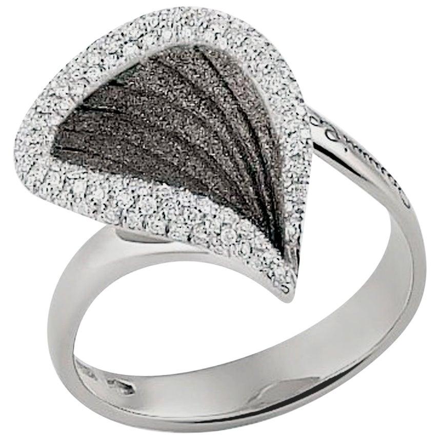 Annamaria Cammilli "Rivage" Ring with Diamonds in 18 Karat Black Lava Gold