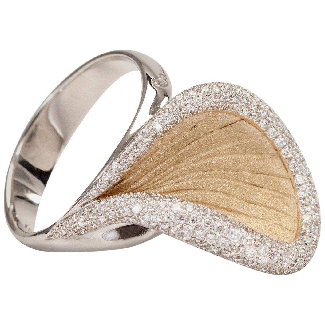 Annamaria Cammilli "Rivage" Ring with Diamonds in 18 Karat Natural Beige Gold