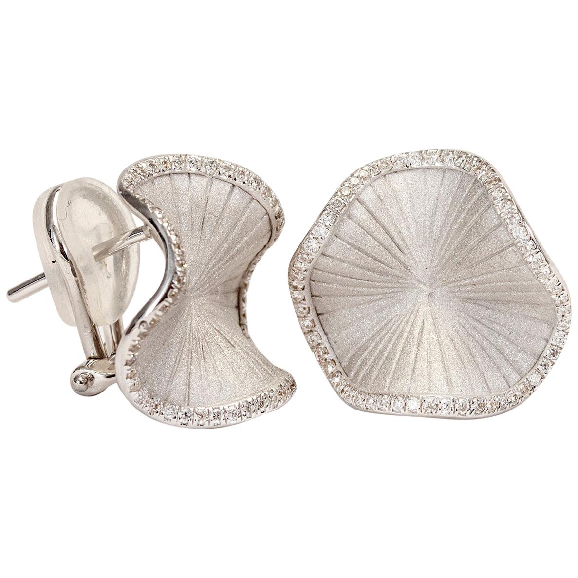 Annamaria Cammilli "Sultana" Stud Earrings with Diamonds in 18 Karat White Gold For Sale