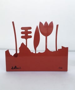 Italy 1980 Annamaria Gelmi Metal Painted Red Sculpture Piccolo Eden