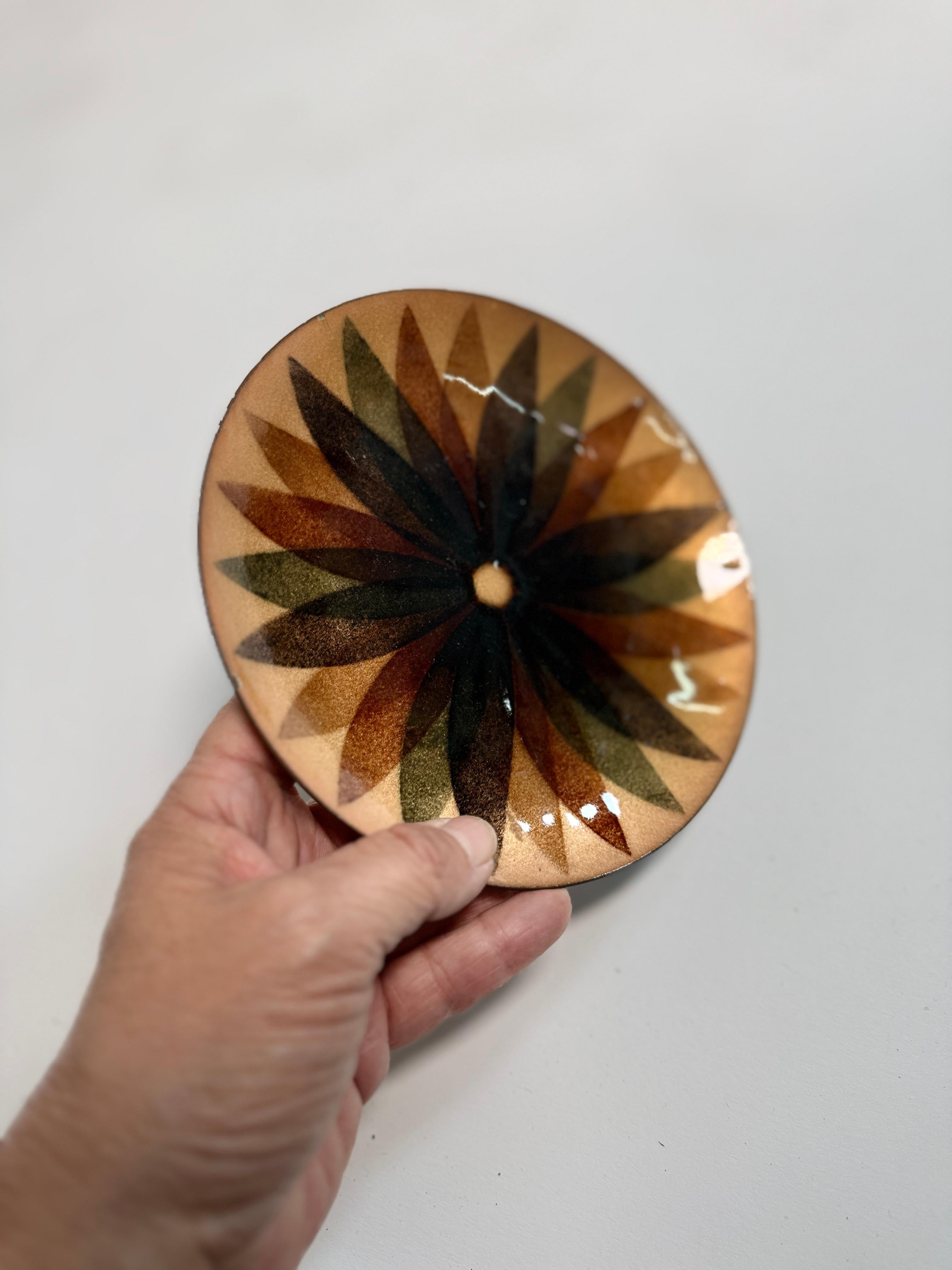 Annamarie Davidson Copper Enamel Plate & Lidded Wood Bowl – For Sale 4