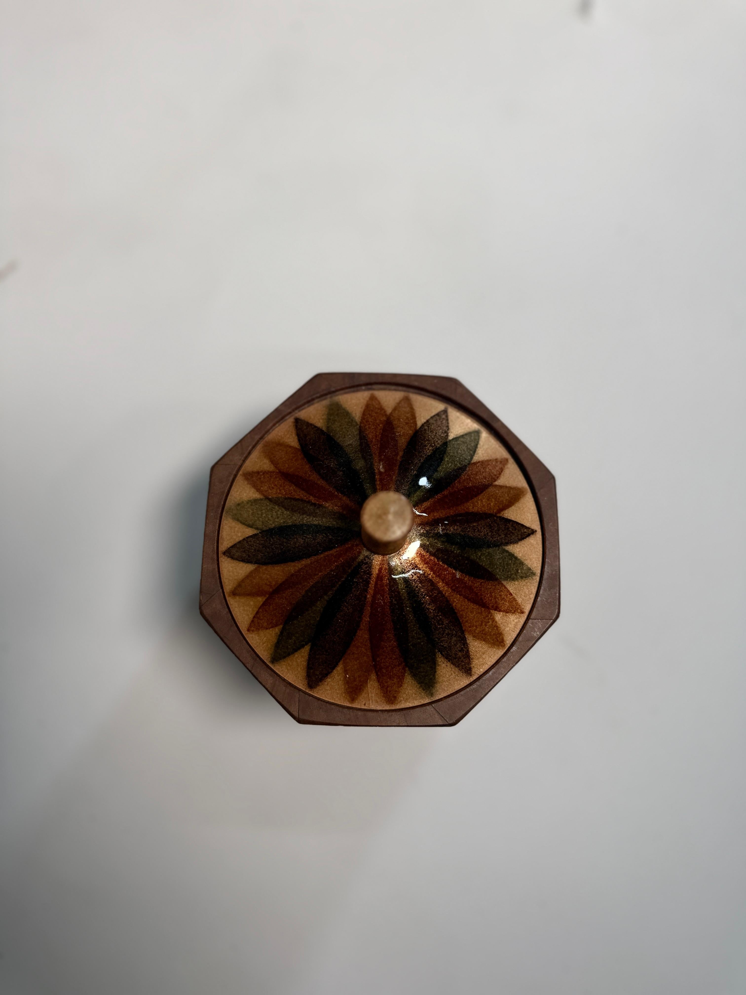 Annamarie Davidson Copper Enamel Plate & Lidded Wood Bowl – For Sale 5