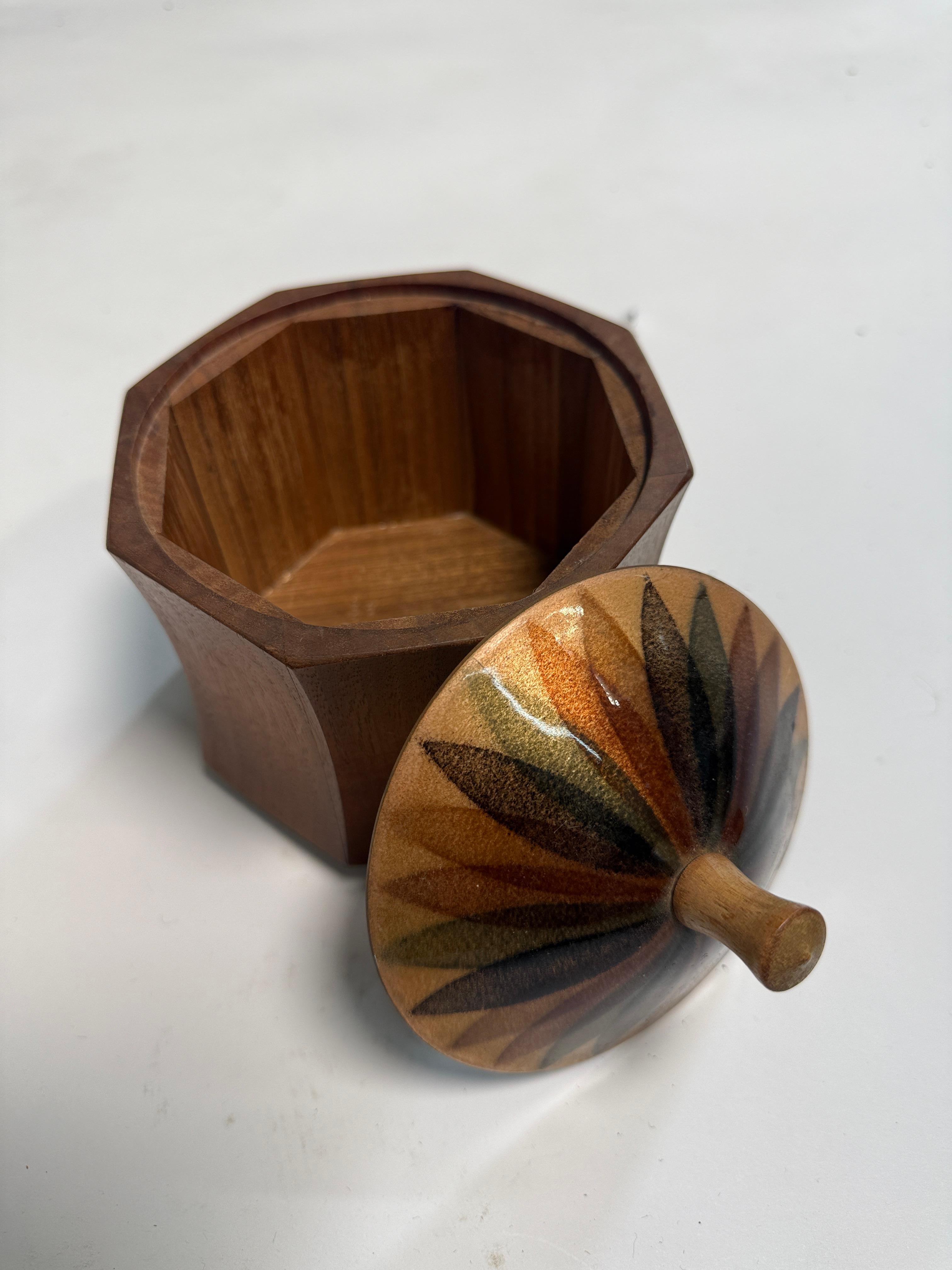 Annamarie Davidson Copper Enamel Plate & Lidded Wood Bowl – For Sale 8
