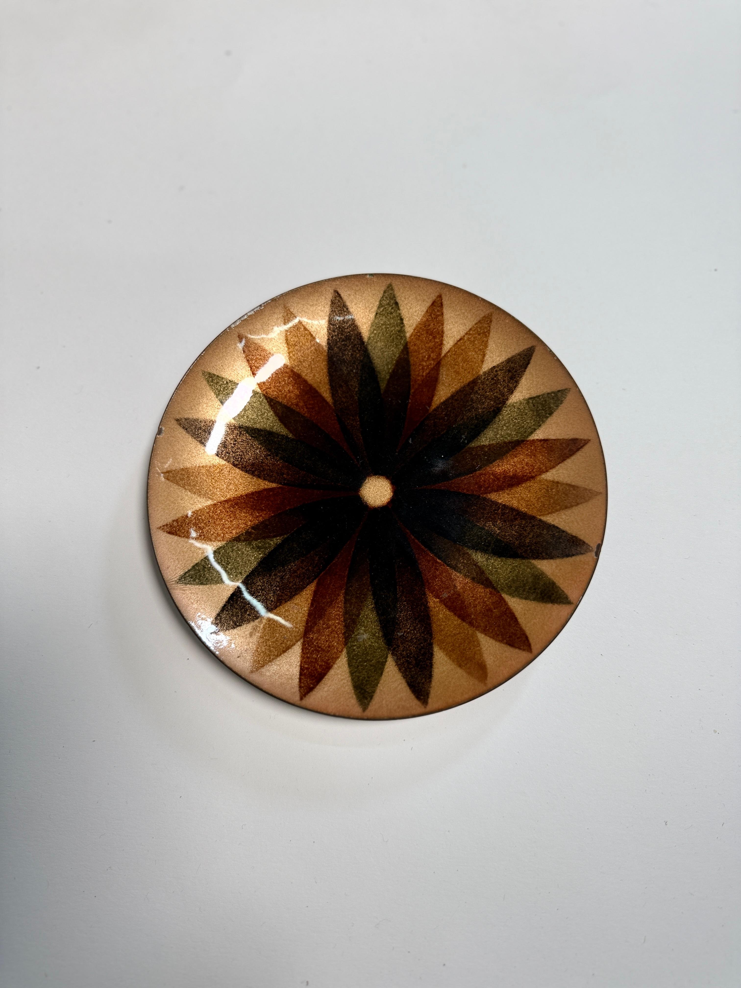 Annamarie Davidson Copper Enamel Plate & Lidded Wood Bowl – For Sale 2