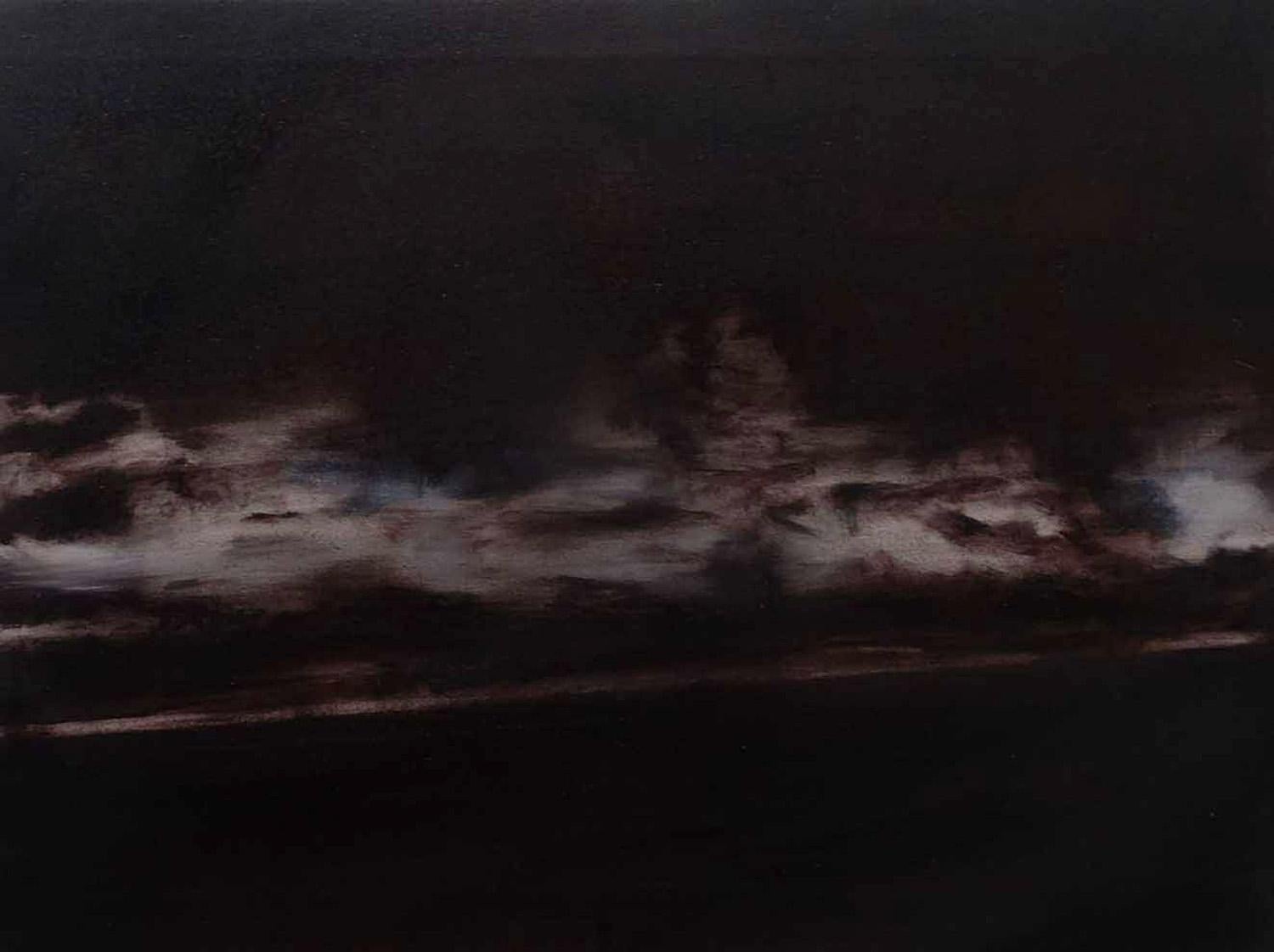 Annamarie Dzendrowskyj, Twilight - Into the Night - M25 I
Signed by the artist
Oil on canvas
Size: H 28 x W 38cm 
Sold Unframed
Please note that insitu images are purely an indication of how a piece may look
Annamarie seeks to explore that ‘grey