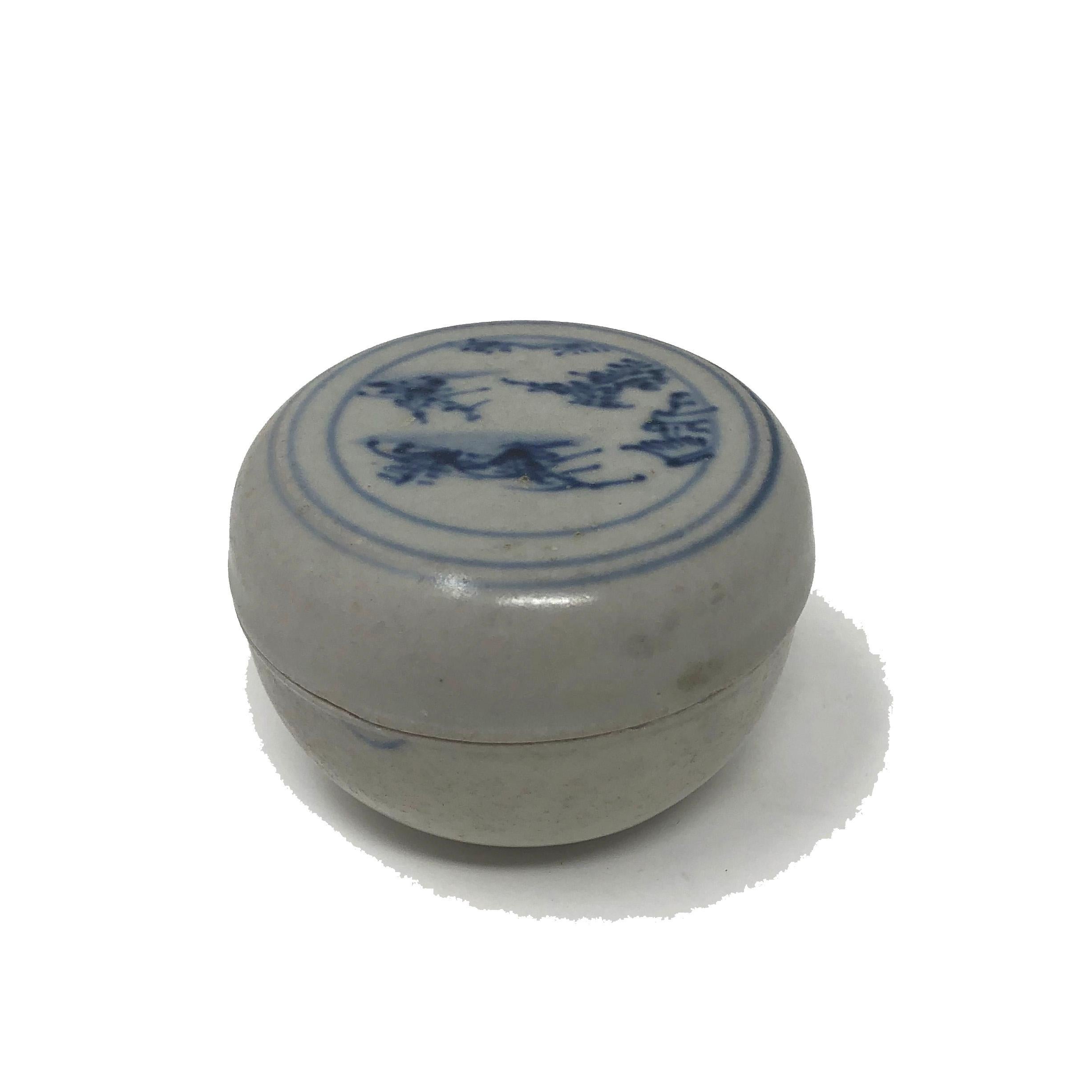 Vietnamese Annamese Blue and White Ceramic Box, Chu Dau kiln, Vietnam For Sale