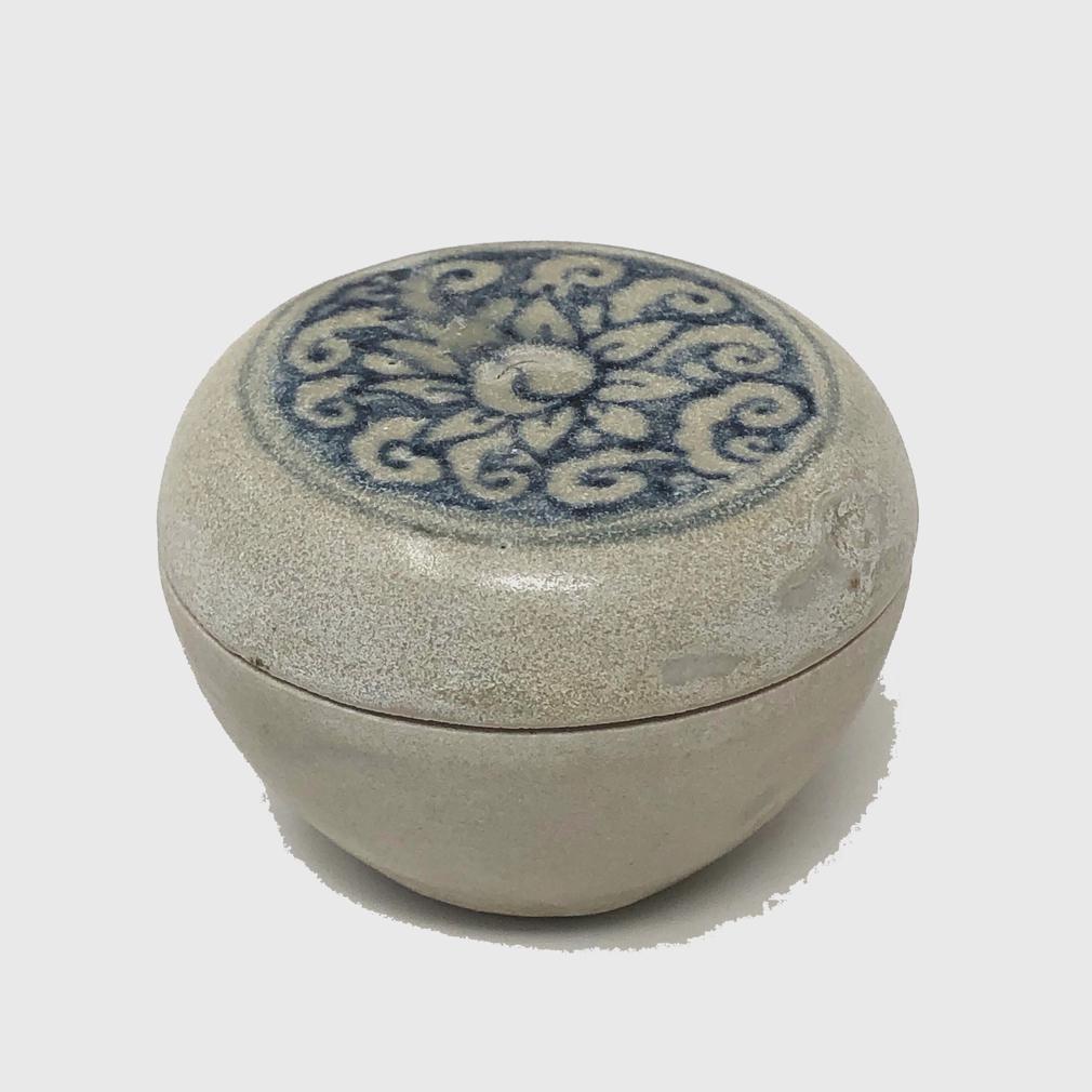 Vietnamese Annamese Blue and White Ceramic Box, Hoi An Hoard, Chu Dau kiln For Sale