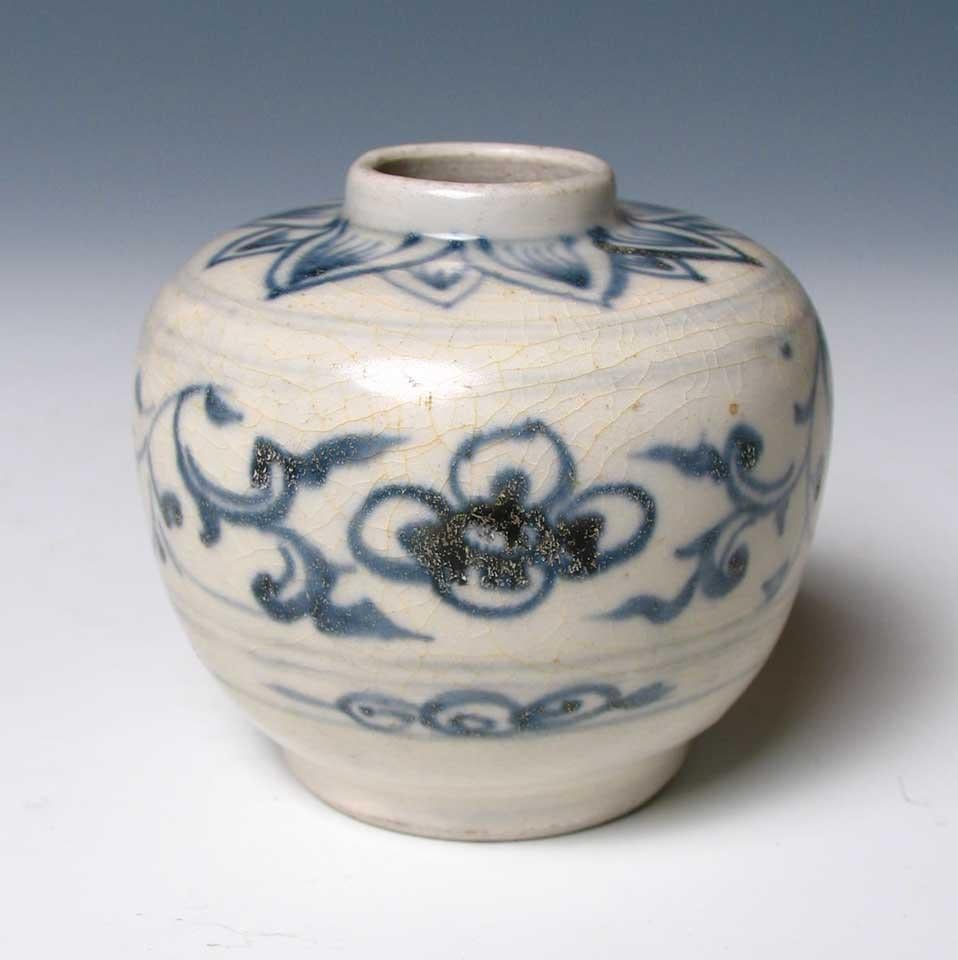 Vaso in ceramica blu e bianca di Annamese, fornace Chu Dau, Vietnam in vendita 3