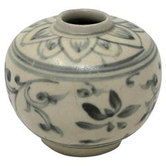 Blau-weißes Keramikgefäß aus Annamese, Chu Dau Brennofen, Vietnam, um 1500