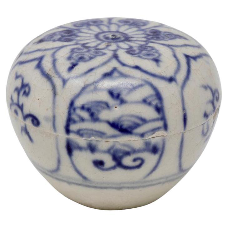 Scatola Annamese in ceramica blu e bianca, fornace Chu Dau, Vietnam, circa 1500 in vendita