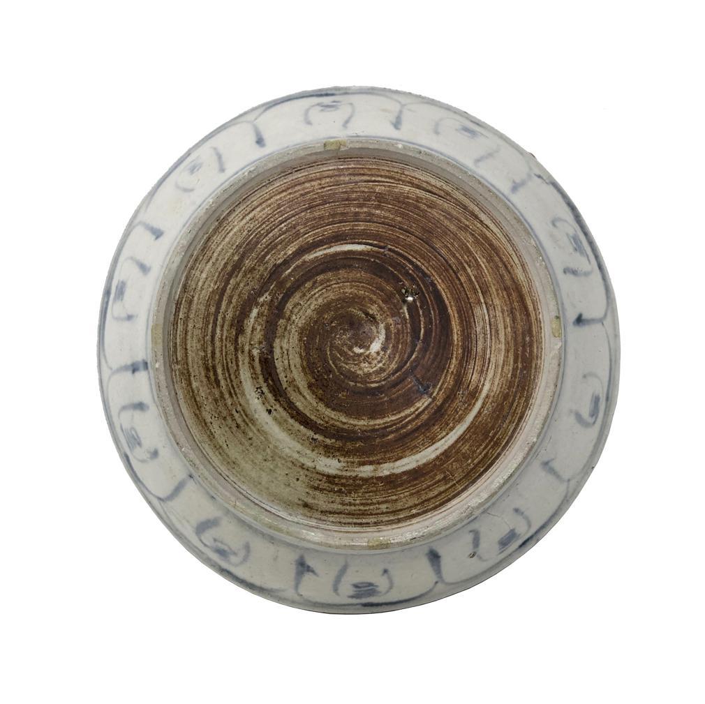 Vietnamese Annamese Blue & White Ceramic Dish, Bird Design, Chu Dau kiln, Vietnam, ca. 1500 For Sale