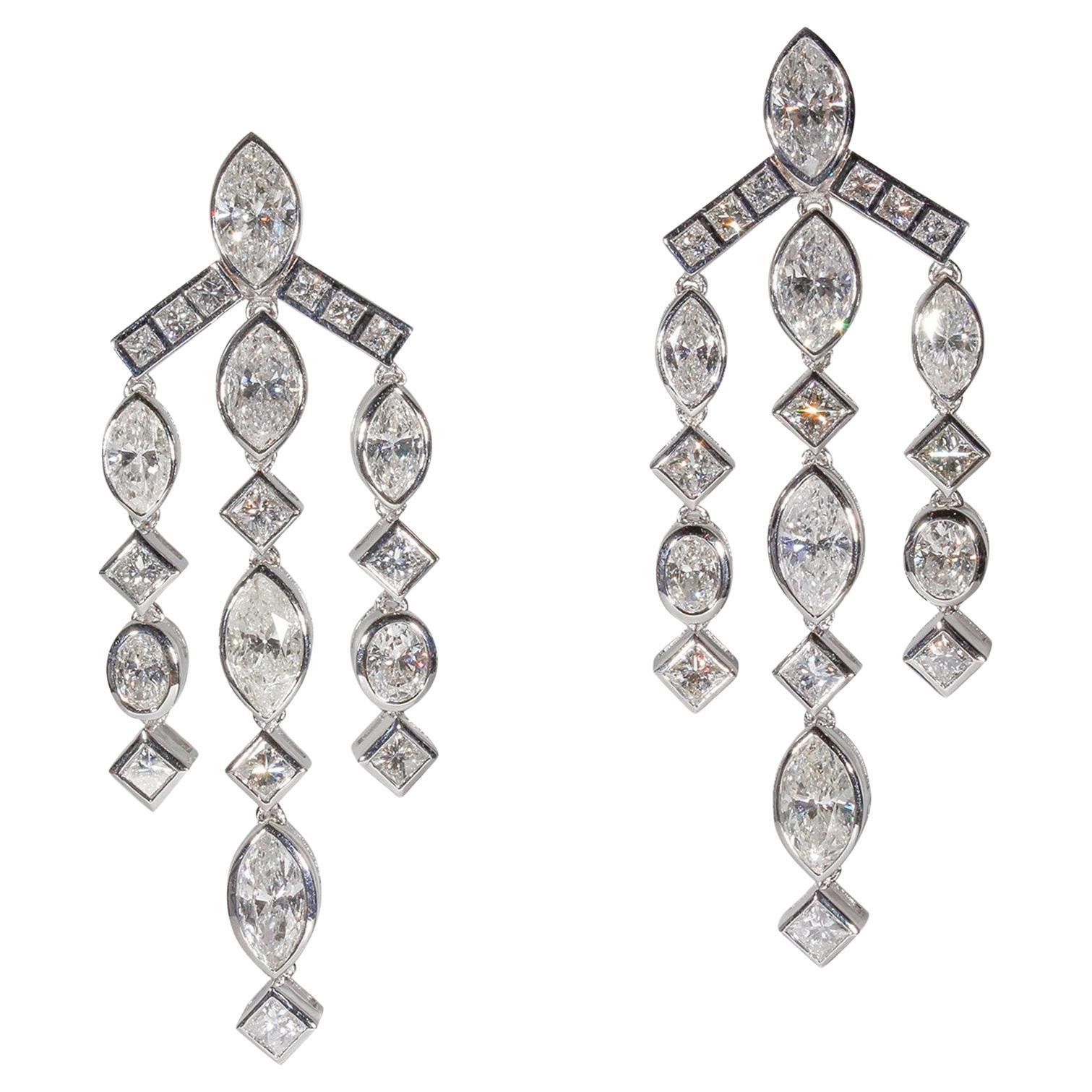 Marquise Chandellier 18K White Diamond Earrings