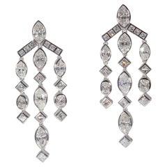 Boucles d'oreilles Marquise Chandellier en diamant blanc 18 carats