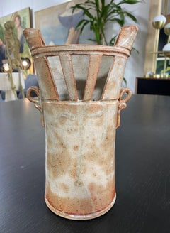 Anne A. E. Hirondelle Signed Modern Large Ceramic Pottery Glazed Vase Vessel