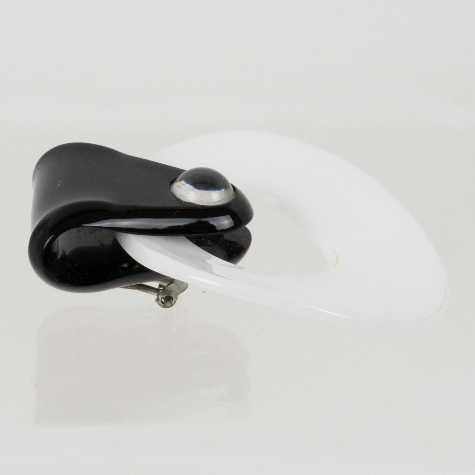 Pendientes de clip de resina bicolor Anne & Frank Vigneri en venta 2