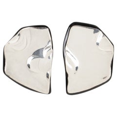 Anne & Frank Vigneri Boucles d'oreilles Clips en lucite noire et en argent sterling