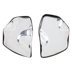 Anne and Frank Vigneri Black Lucite and Sterling Silver Clip Earrings