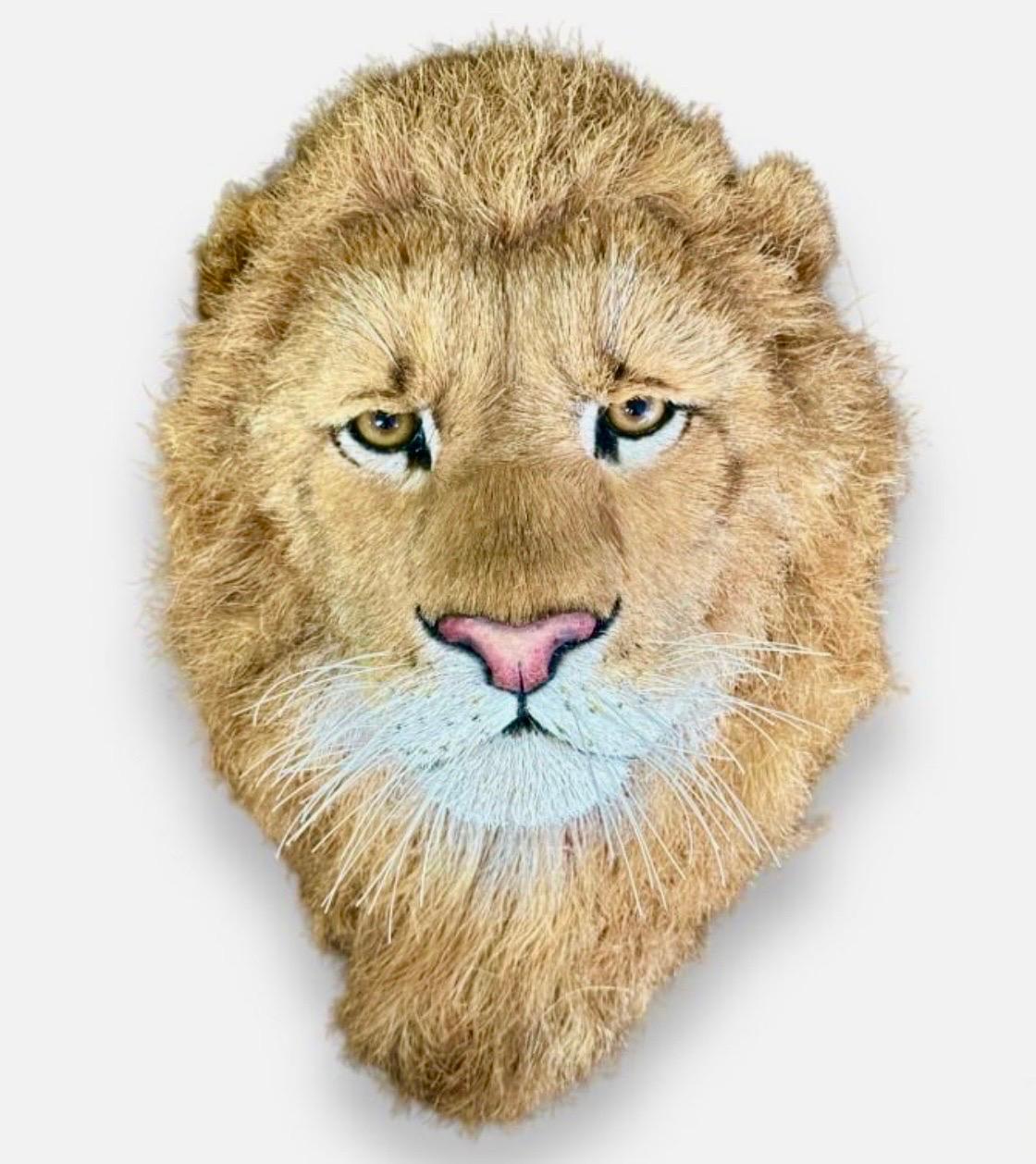 Tête de lion Trophée de grand jeu Sculpture en fibre naturelle de sisal Lion Anne Andersson Art en vente 6