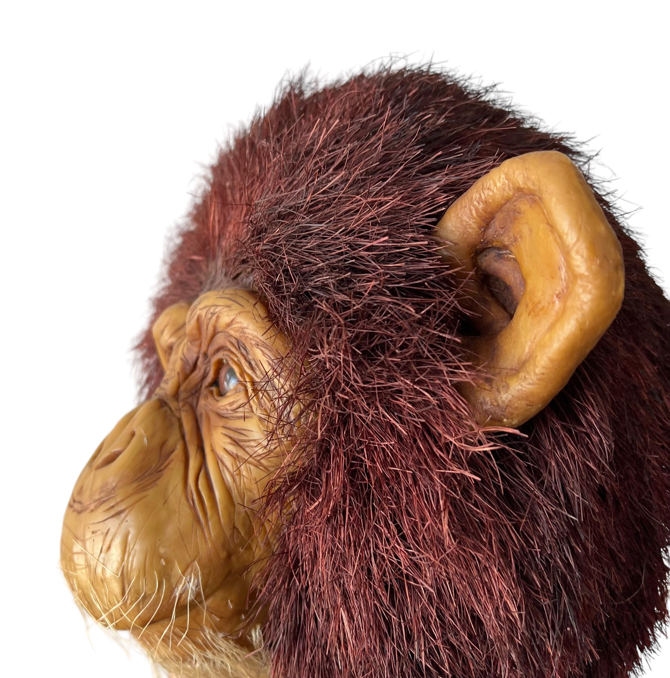 Monkey Head Natural Sisal Fiber Clay Sculpture Chimpanzee Anne Andersson Art For Sale 4