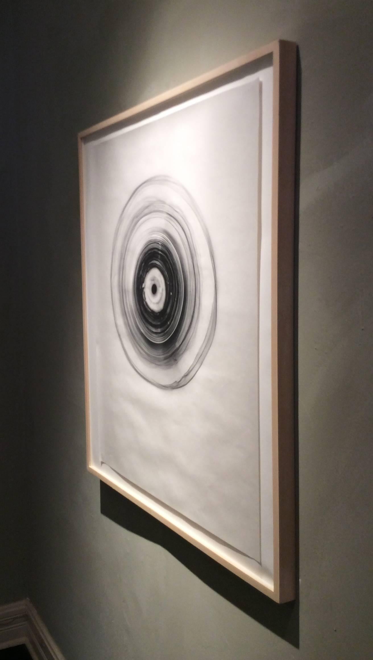 Saturn, 2016
Abstract black and white camera-less silver gelatin print, unique
34 x 28 inches unframed, 38 x 34 inches in a natural wood frame

This contemporary black and white still life photograph was made without a camera by abstract