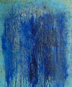 356 Raining Sapphires, Painting, Acrylic on Canvas