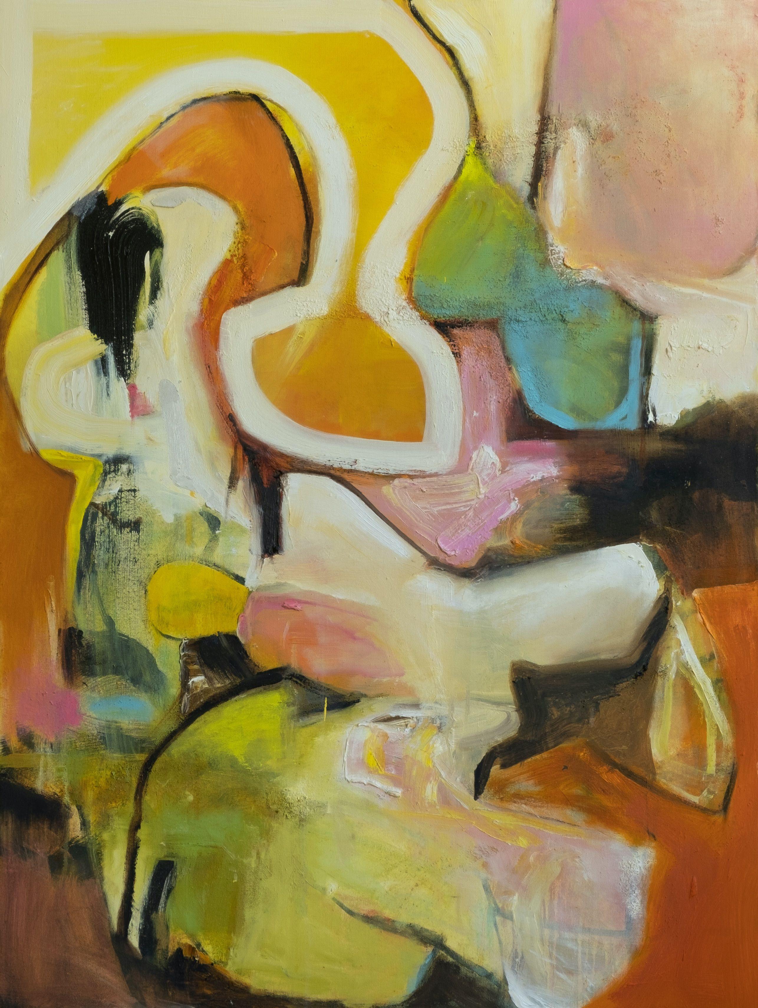 Anne B Schwartz Abstract Painting - 391 Happening By the Pond, Painting, Oil on Canvas