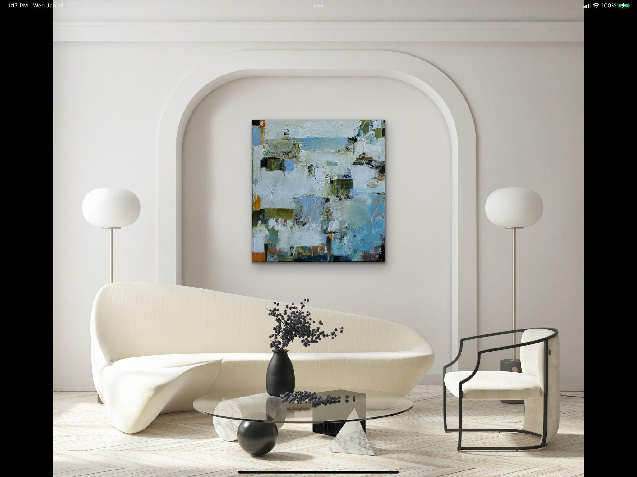 407 Casas en acantilados cerca de Amalfi, Pintura, Óleo sobre lienzo - Painting Expresionismo abstracto de Anne B Schwartz