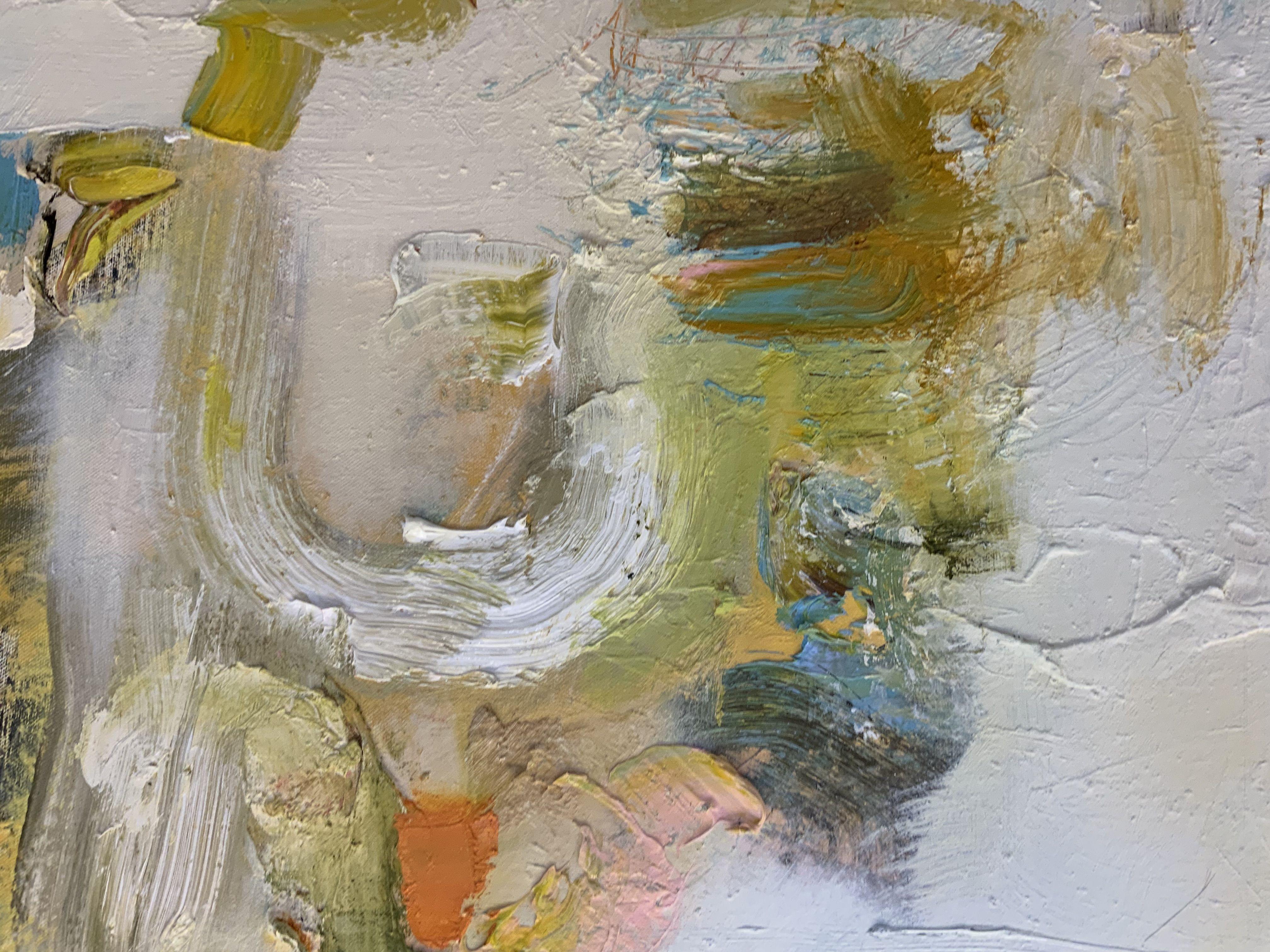 Questo quadro può essere appeso da solo o insieme al suo compagno, 409 Morano. Si tratta di un dipinto colorato e spesso con molti strati di pittura. I colori principali sono il blu, l'arancione, il giallo e varie tonalità della terra. C'è molto