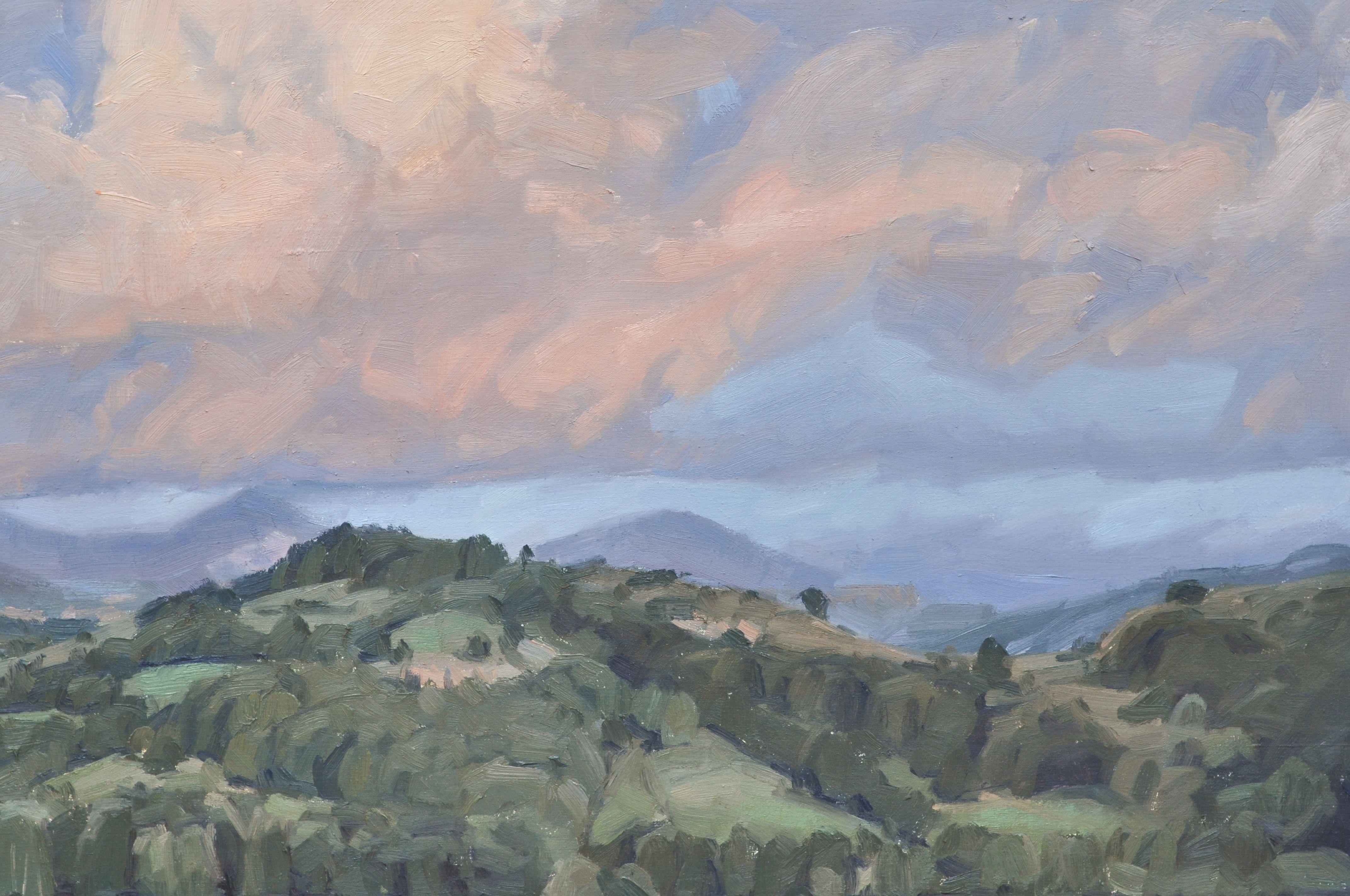 20 de agosto, Roches de Mariol, puesta de sol, Pintura, Óleo sobre lienzo - Painting Impresionista de Anne Baudequin