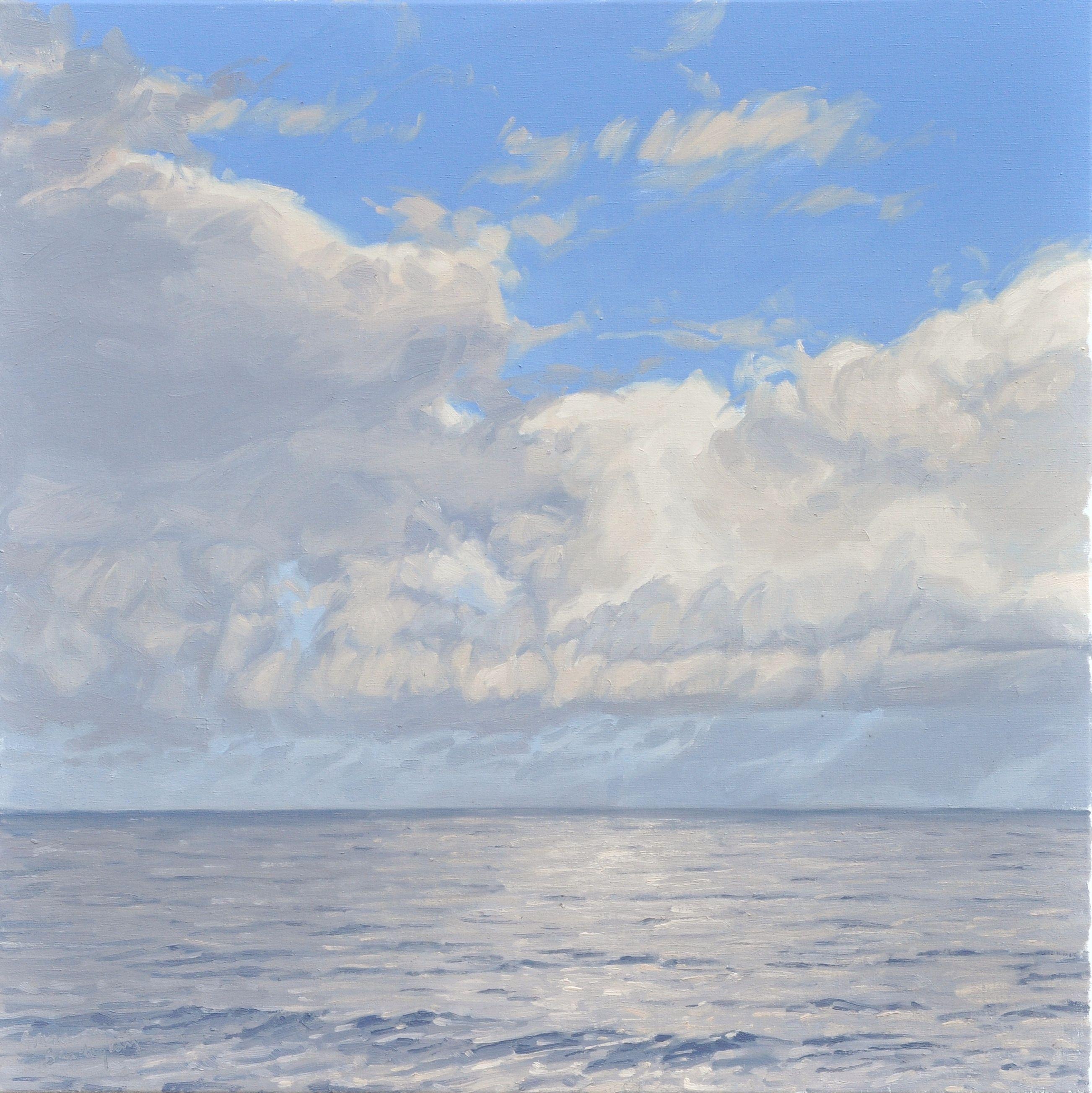 Nuvole sul mare, luce del mattino, Pittura, Olio su tela - Painting di Anne Baudequin