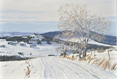 December 11, snowy path in MÃczenc, Painting, Oil on Canvas