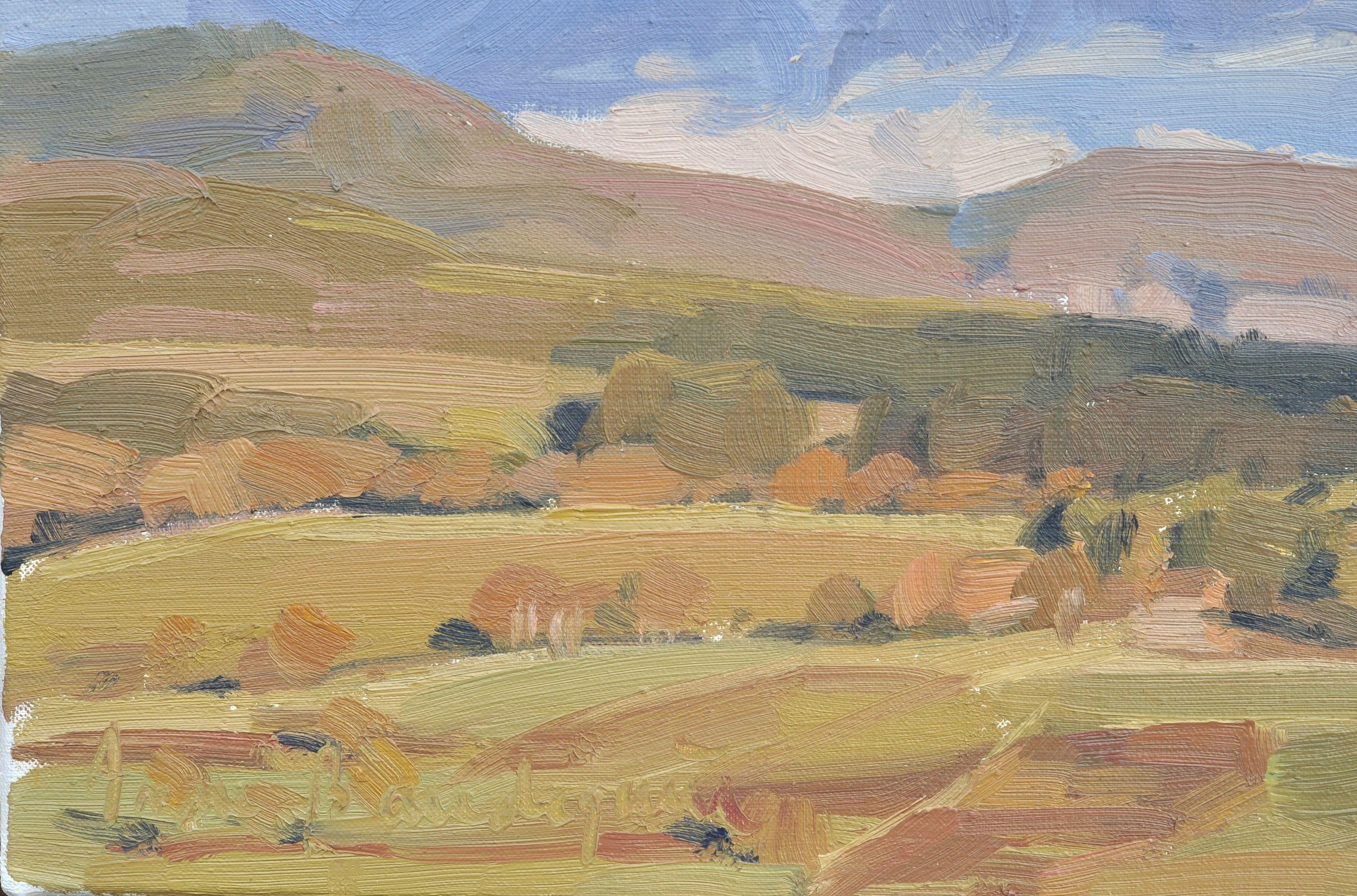 February 1st, sunset over the Mount Jalore, Painting, Oil on Canvas For Sale 3
