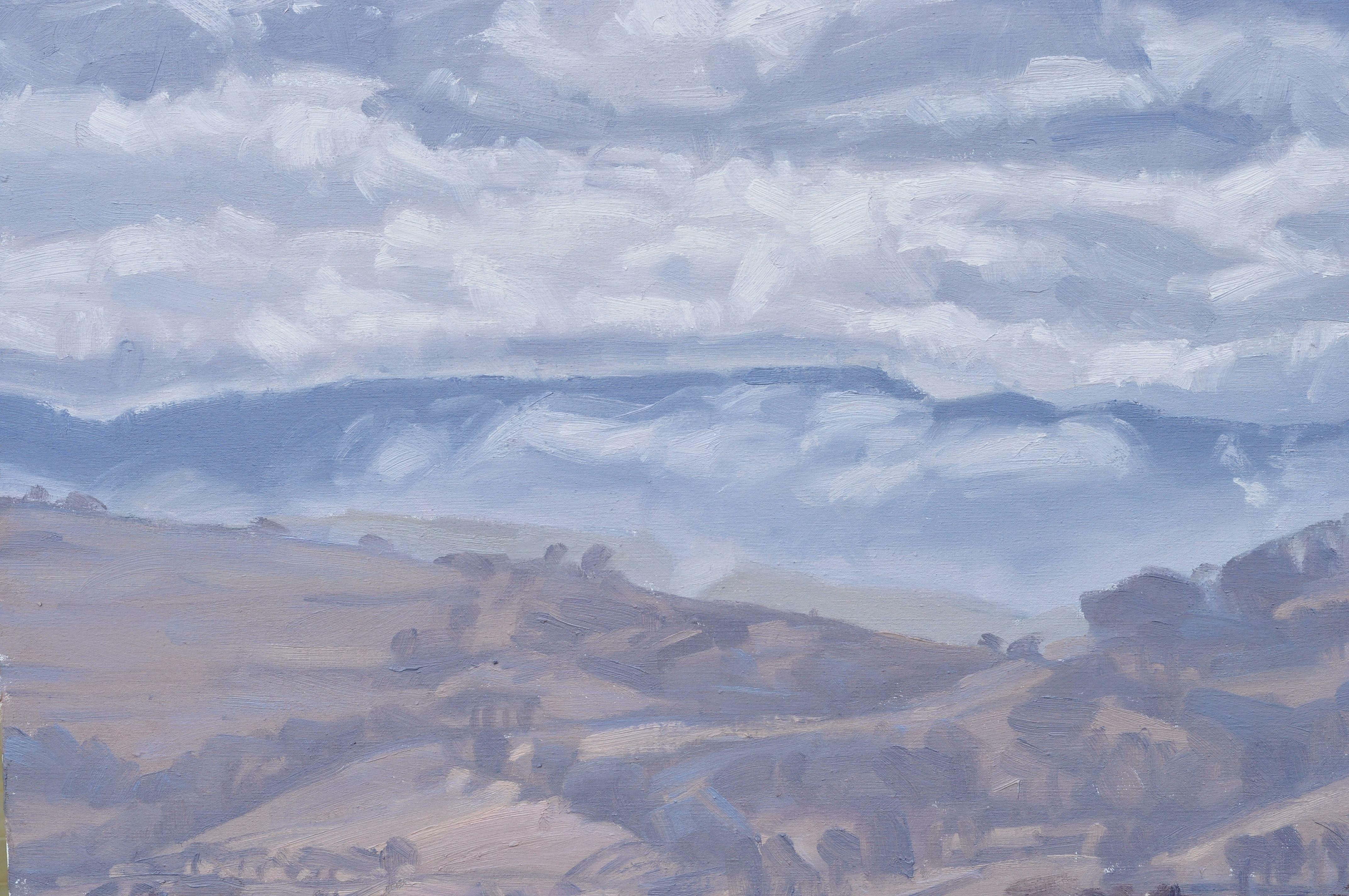 February 2, clouds above the Mont Mariol, Painting, Oil on Canvas For Sale 1