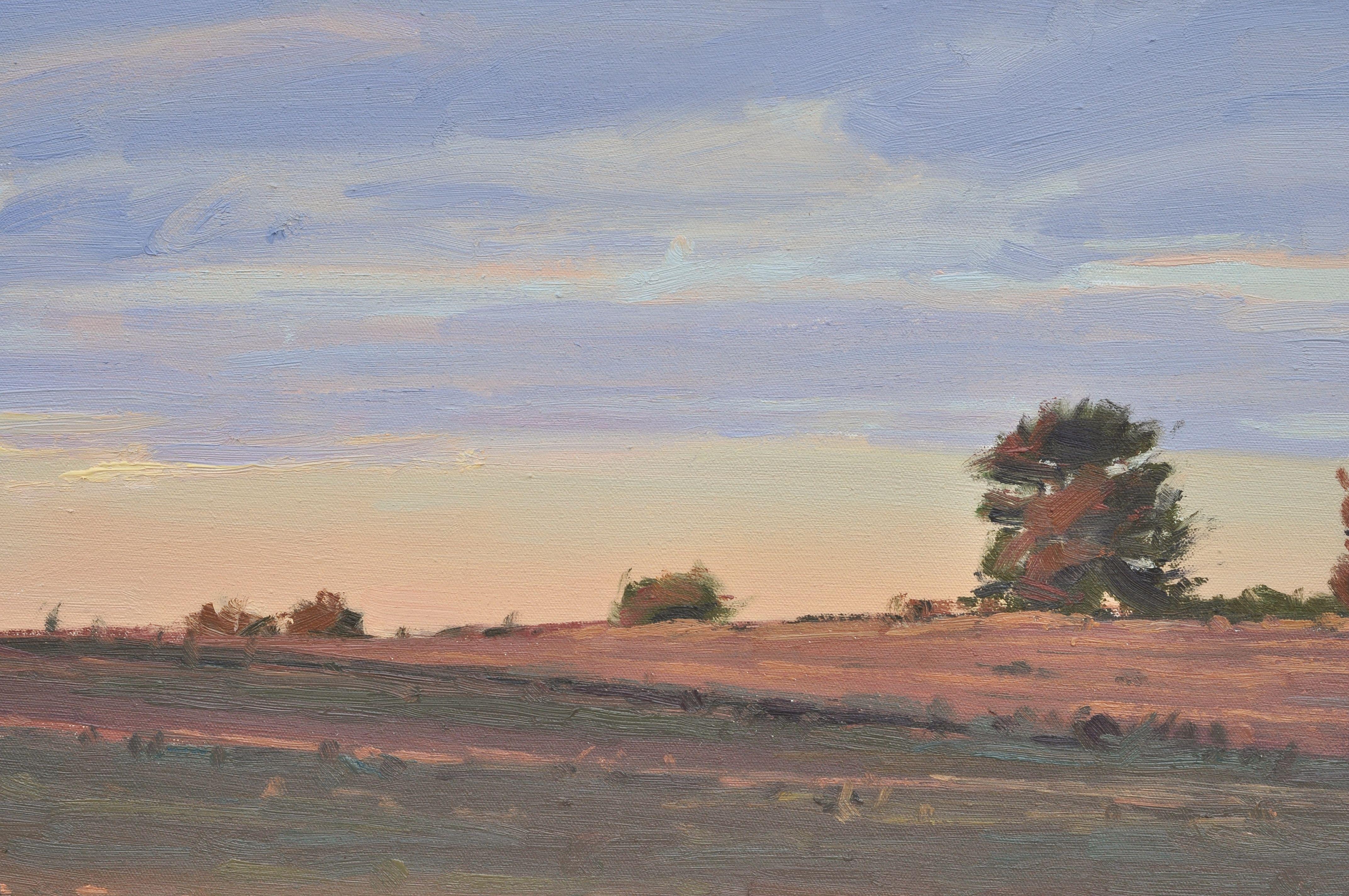 Hill in the setting sun, Painting, Oil on Canvas 1