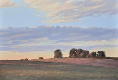 Hill in the setting sun, Painting, Oil on Canvas
