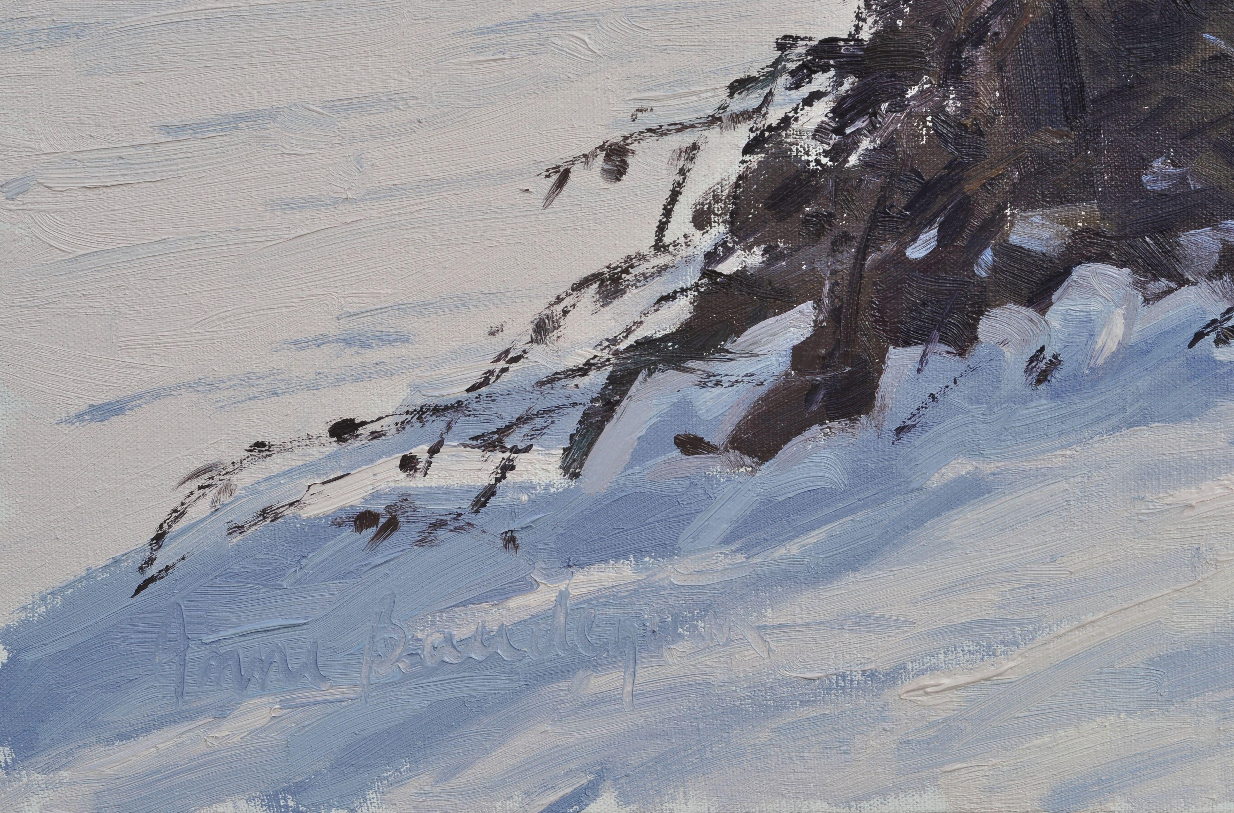 January 7, path in the snow at Saint Vincent, Painting, Oil on Canvas 3